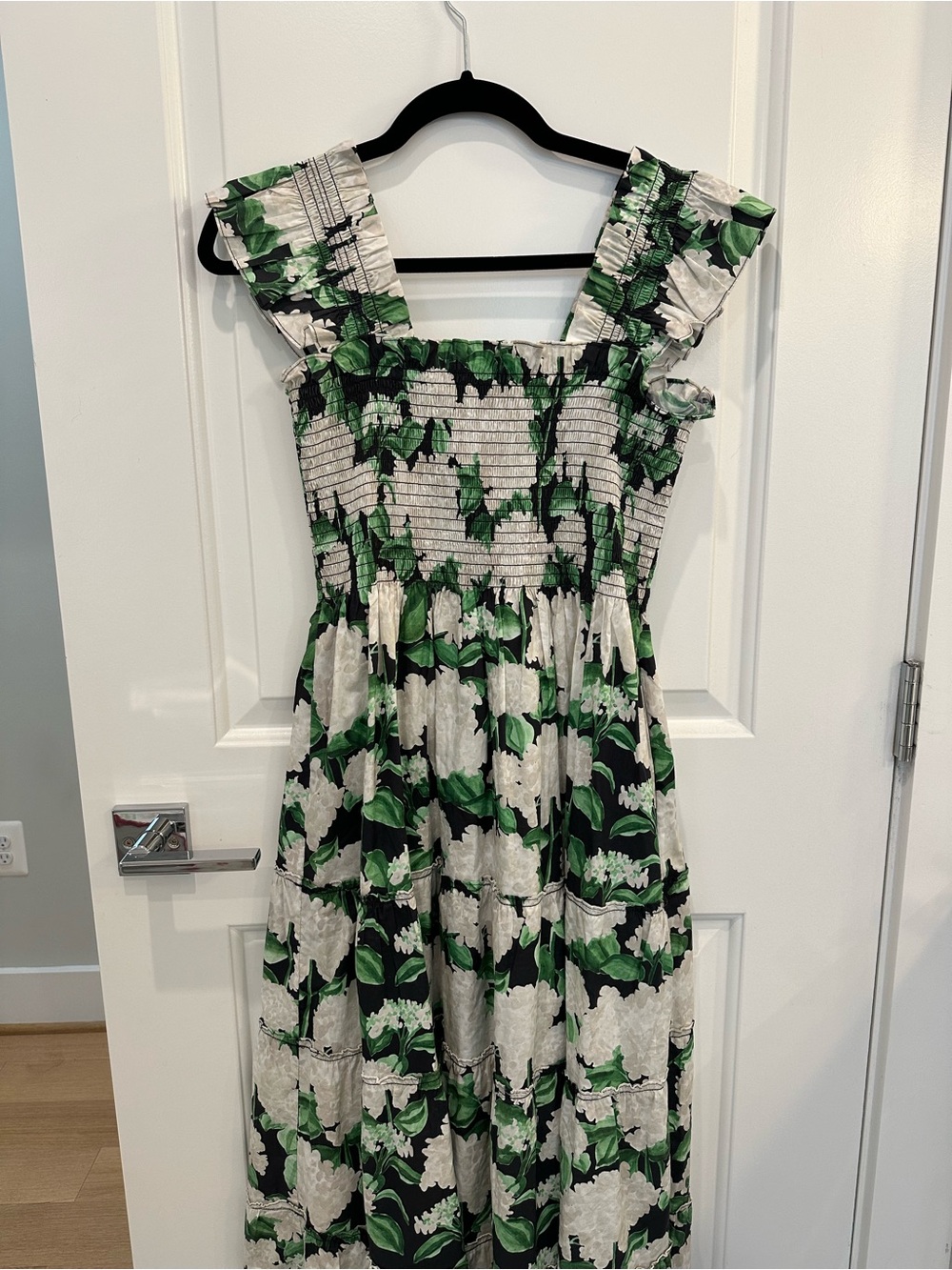 Hill House Black and White Floral Smocked Sundress